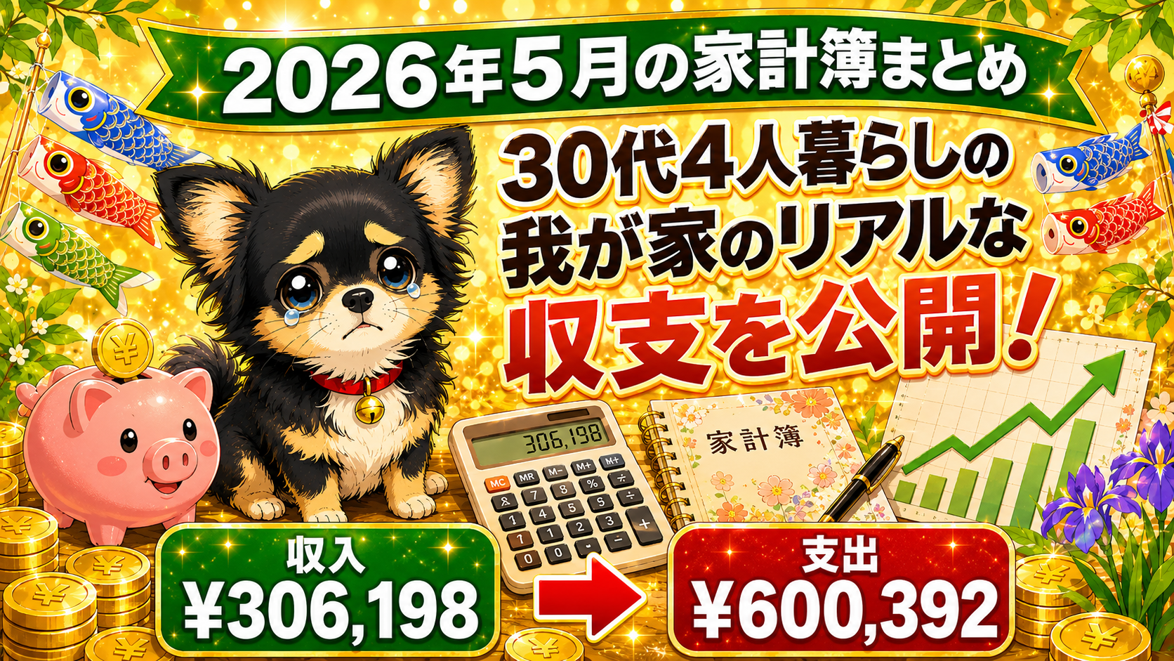 【2026年5月の家計簿まとめ】30代4人暮らしの我が家のリアルな収支を公開！