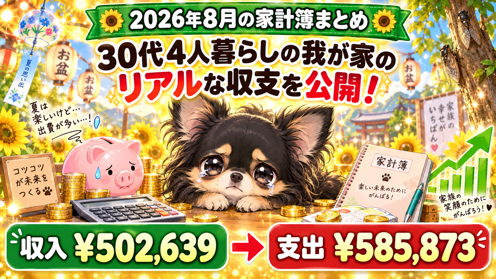 【2026年8月の家計簿まとめ】30代4人暮らしの我が家のリアルな収支を公開！